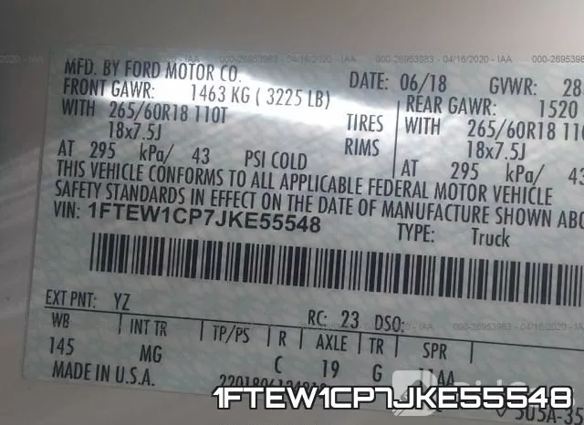1FTEW1CP7JKE55548 фото 10
