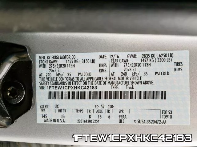 1FTEW1CPXHKC42183 фото 2