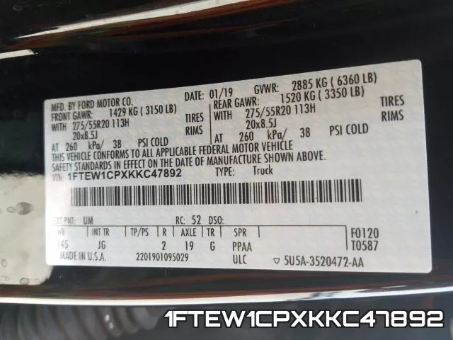 1FTEW1CPXKKC47892 фото 2