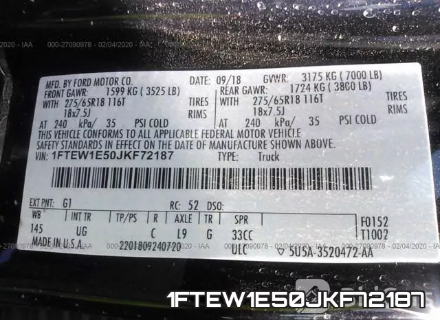 1FTEW1E50JKF72187 фото 10
