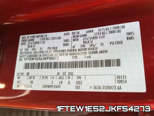 1FTEW1E52JKF54273 фото 2