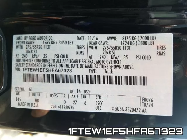 1FTEW1EF5HFA67323 фото 2