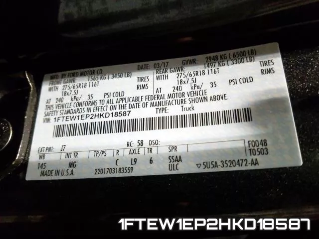 1FTEW1EP2HKD18587 фото 2