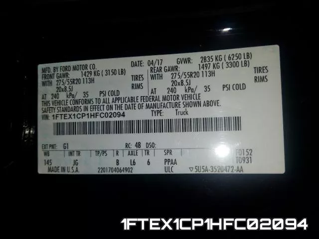 1FTEX1CP1HFC02094 фото 2