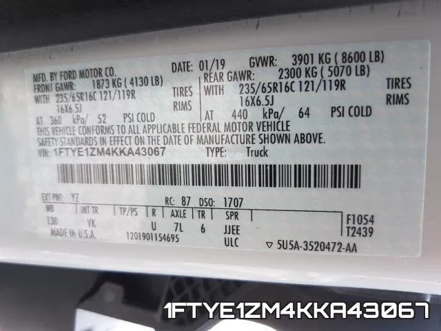 1FTYE1ZM4KKA43067 фото 2