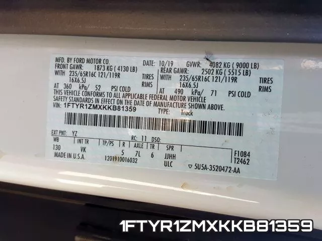 1FTYR1ZMXKKB81359 фото 2