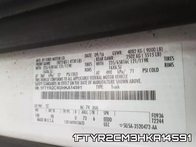 1FTYR2CM3HKA14591 фото 2