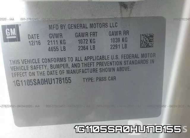 1G1105SA0HU178155 фото 10