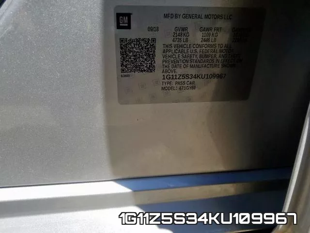 1G11Z5S34KU109967 фото 2