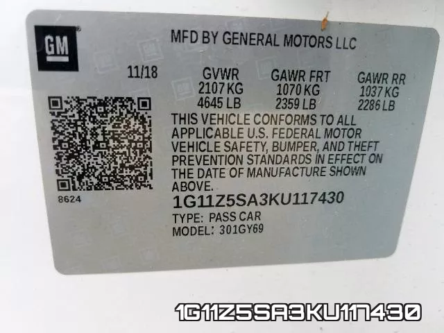 1G11Z5SA3KU117430 фото 2