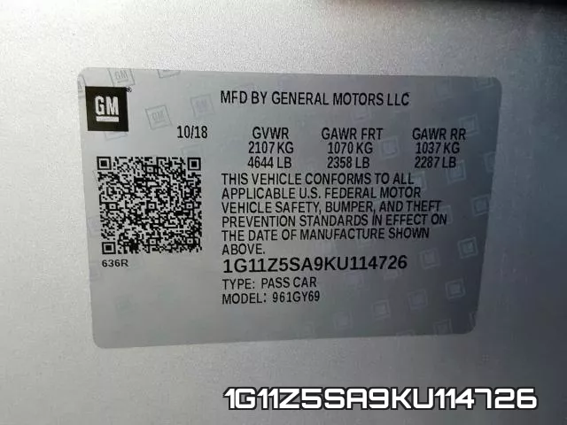 1G11Z5SA9KU114726 фото 2