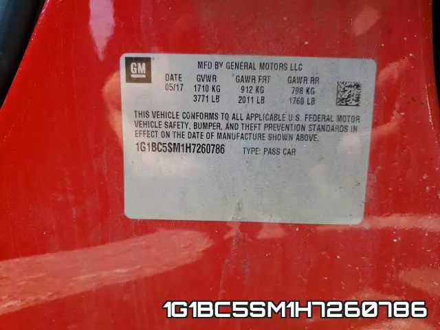 1G1BC5SM1H7260786 фото 2