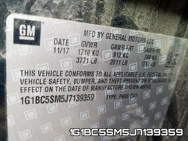 1G1BC5SM5J7139359 фото 2