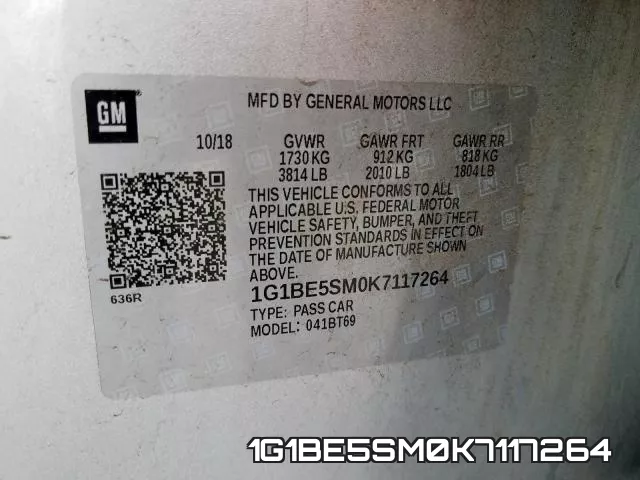 1G1BE5SM0K7117264 фото 2