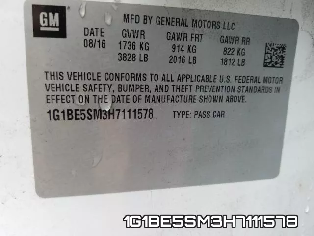 1G1BE5SM3H7111578 фото 2
