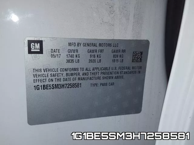 1G1BE5SM3H7258581 фото 2