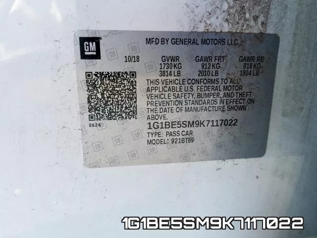 1G1BE5SM9K7117022 фото 2