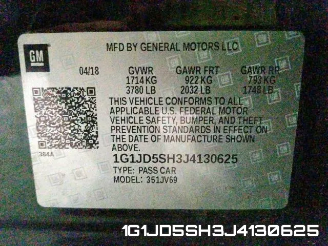 1G1JD5SH3J4130625 фото 2