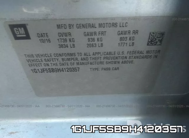 1G1JF5SB9H4120357 фото 10
