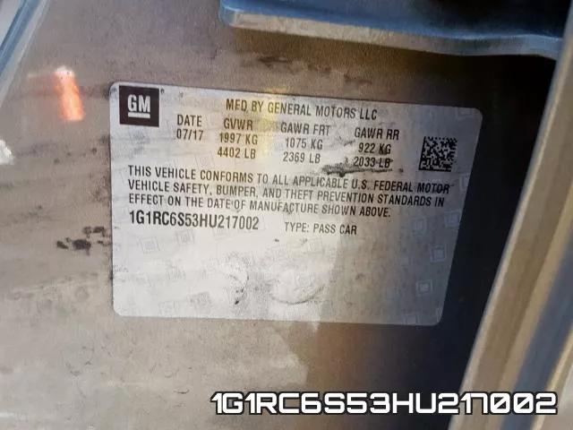 1G1RC6S53HU217002 фото 2