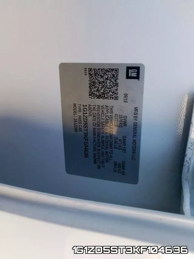 1G1ZD5ST3KF104636 фото 2