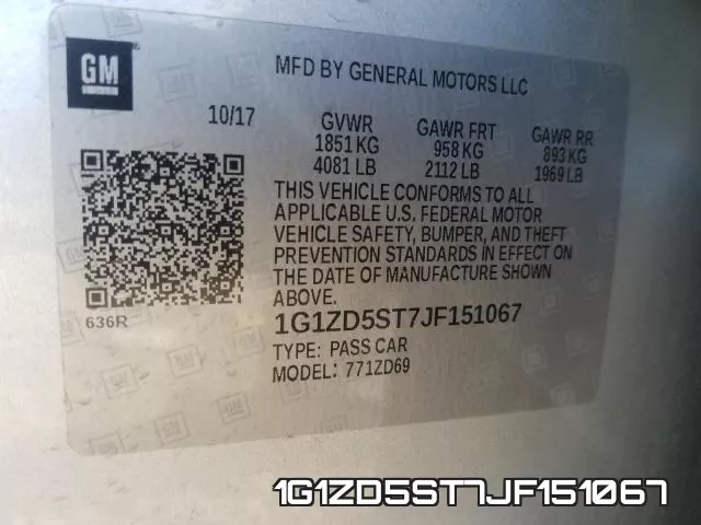 1G1ZD5ST7JF151067 фото 2