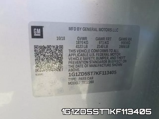 1G1ZD5ST7KF113405 фото 2