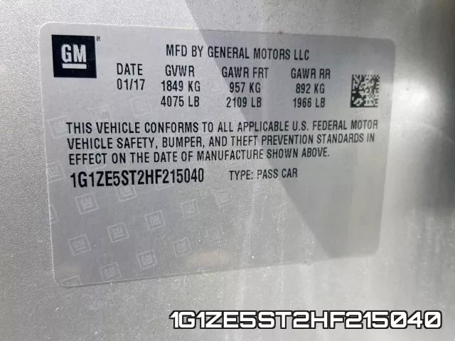 1G1ZE5ST2HF215040 фото 2