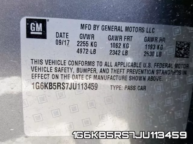 1G6KB5RS7JU113459 фото 2