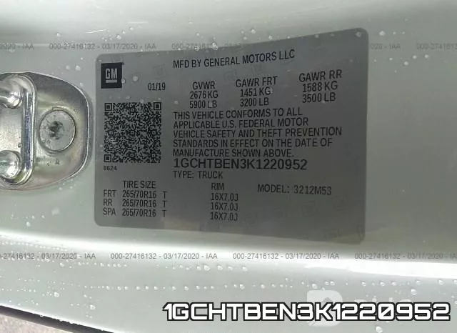 1GCHTBEN3K1220952 фото 10