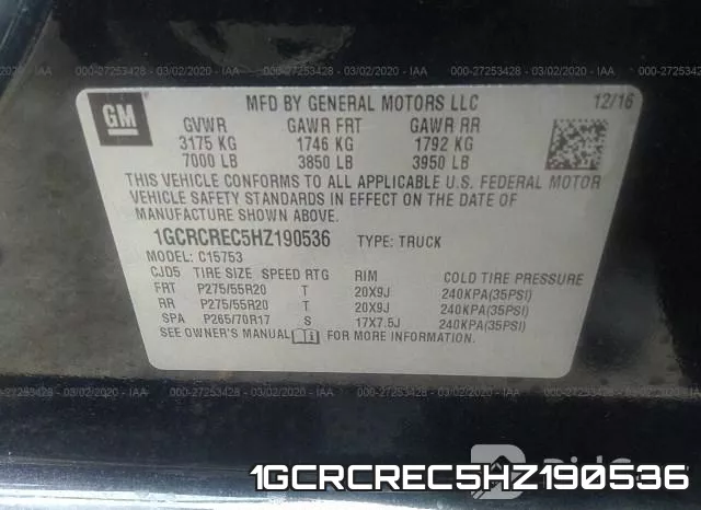 1GCRCREC5HZ190536 фото 10