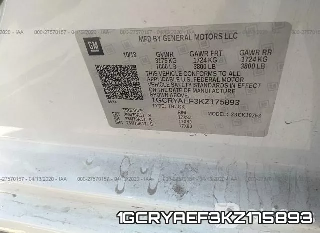 1GCRYAEF3KZ175893 фото 10