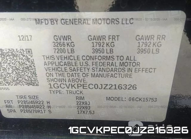 1GCVKPEC0JZ216326 фото 10