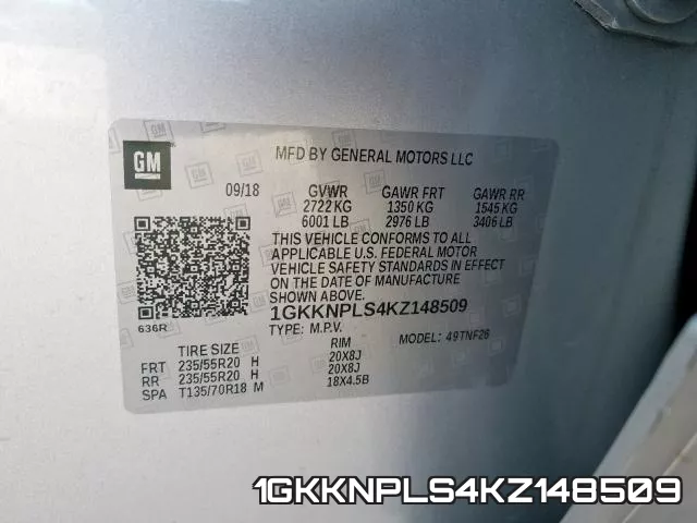 1GKKNPLS4KZ148509 фото 2