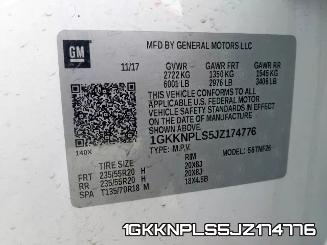 1GKKNPLS5JZ174776 фото 2