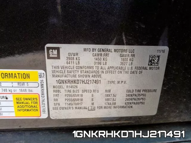 1GNKRHKD7HJ217491 фото 2