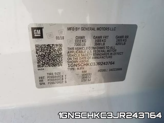 1GNSCHKC3JR243764 фото 2