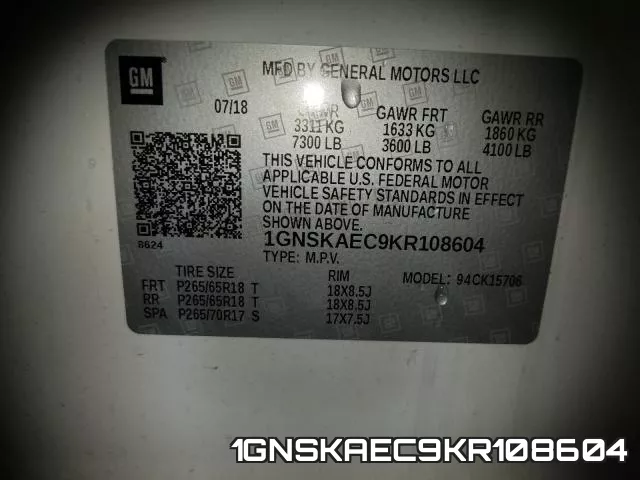 1GNSKAEC9KR108604 фото 2