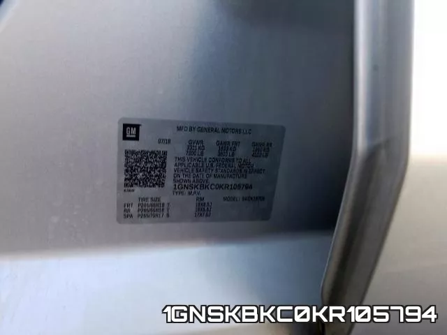 1GNSKBKC0KR105794 фото 2