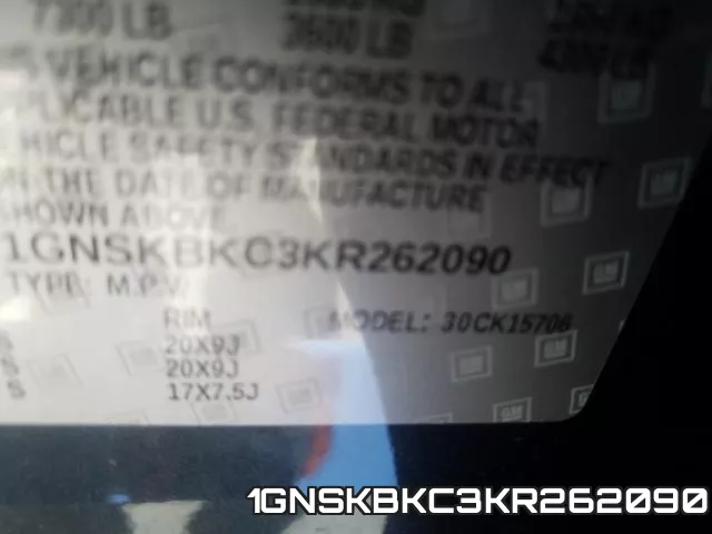 1GNSKBKC3KR262090 фото 2