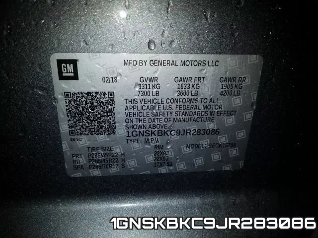 1GNSKBKC9JR283086 фото 2