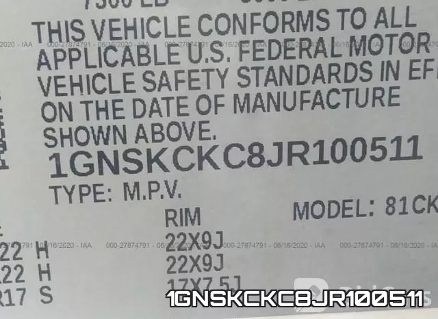 1GNSKCKC8JR100511 фото 10