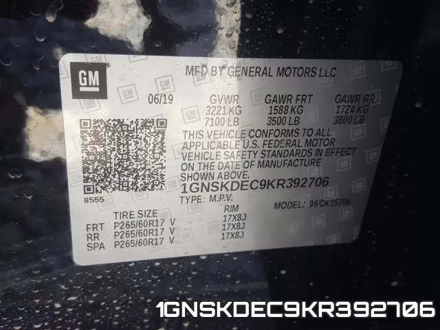 1GNSKDEC9KR392706 фото 2