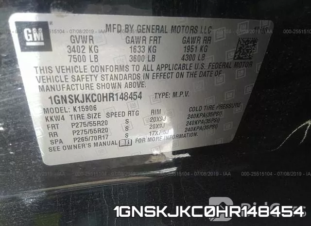 1GNSKJKC0HR148454 фото 10