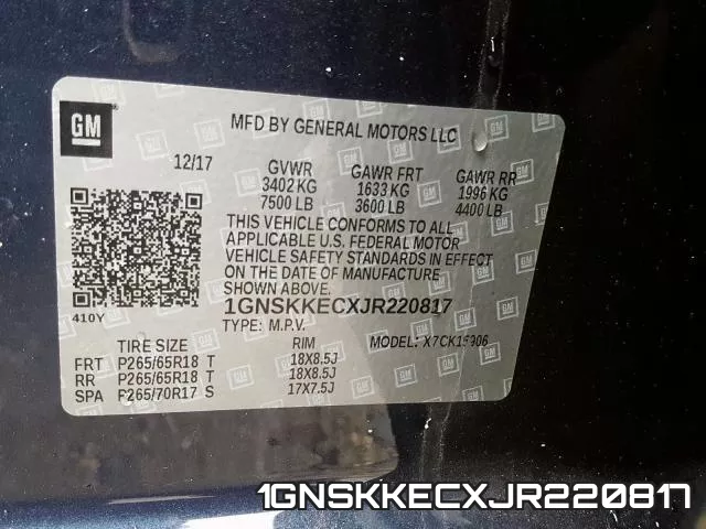 1GNSKKECXJR220817 фото 2