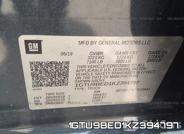 1GTU9BED1KZ394797 фото 10