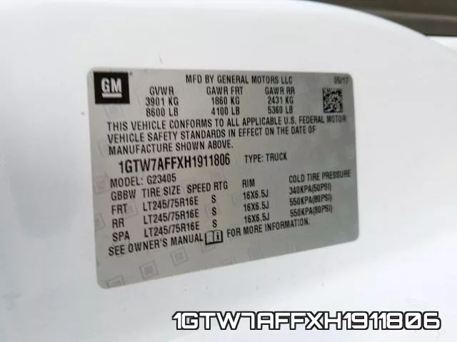 1GTW7AFFXH1911806 фото 2