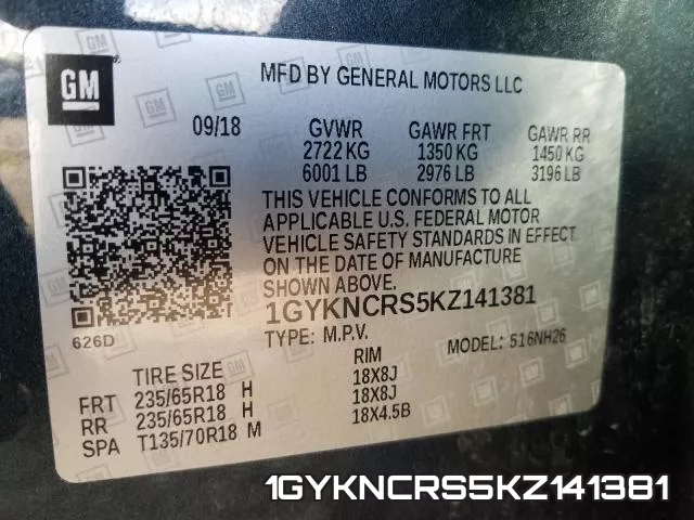 1GYKNCRS5KZ141381 фото 2