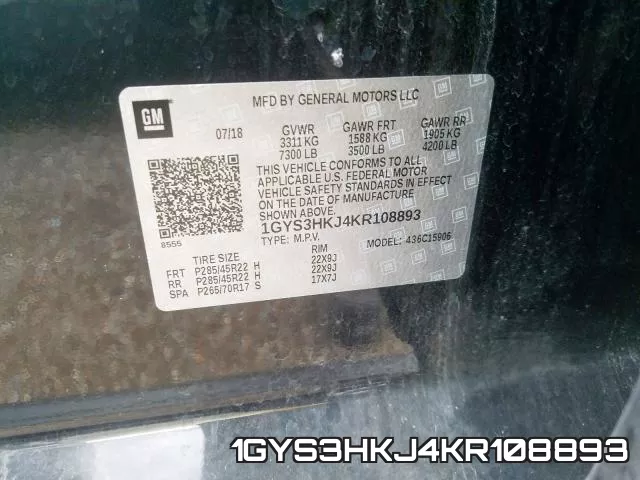 1GYS3HKJ4KR108893 фото 2