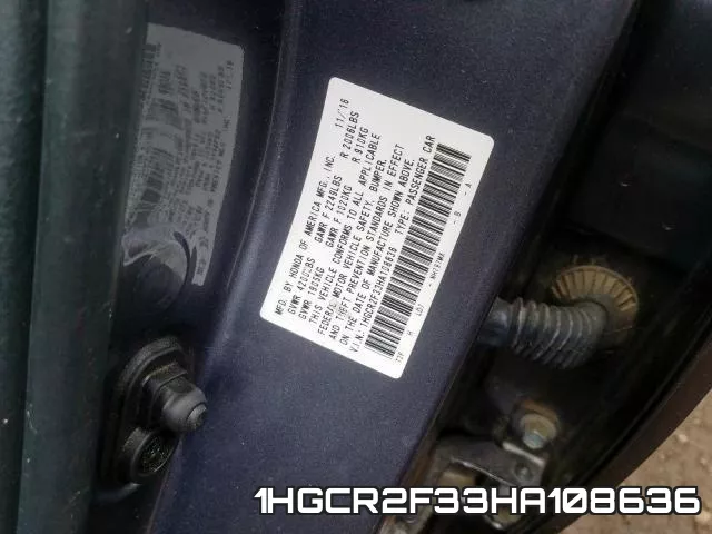 1HGCR2F33HA108636 фото 2